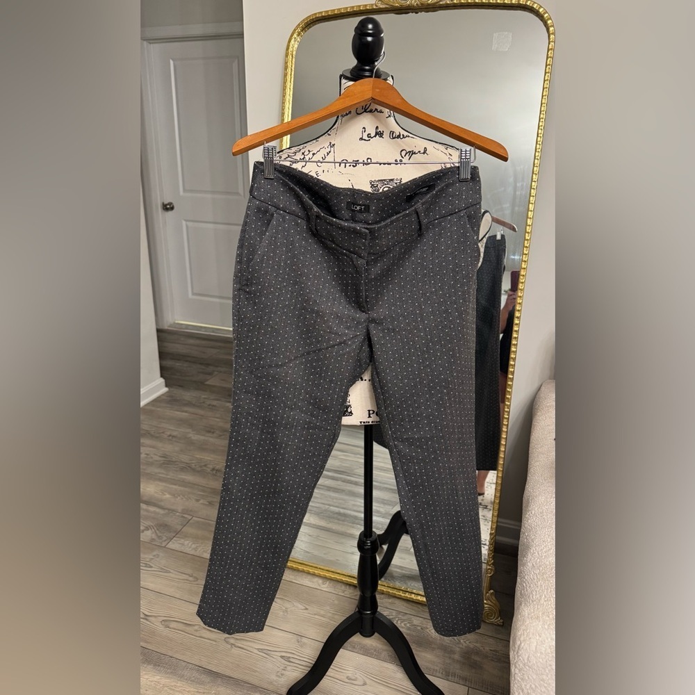 Loft Petites Julie Skinny Pants gray and White
